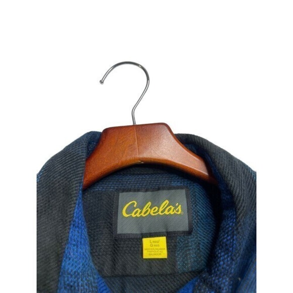 Cabela’s Men’s Shacket Shirt Jacket Sz Large Reg Sleeve Blue Plaid - Picture 2 of 9